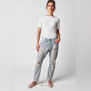 NWT OneTeaspoon Sequined Saints Boyfriend Jeans, size 23